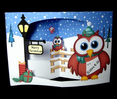 3D Hoot & Little Hoot Owls Christmas Open View Card Kit by Dianne Jackson