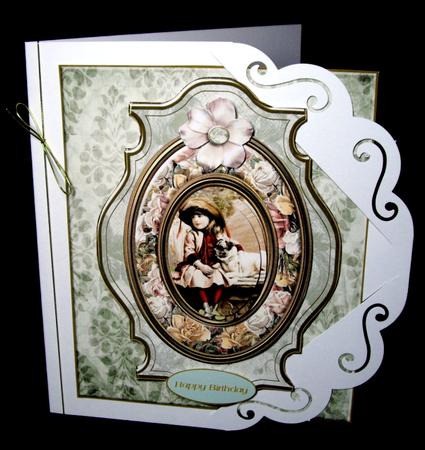 Besse Girl & Besse Dog Topper & Pyramid Decoupage by Dianne Jackson