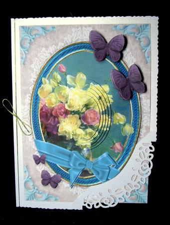 Beautiful Rose Painting in Turquoise Frame by Dianne Jackson