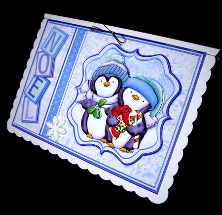 Penguins Fishy Present Christmas Topper & Decoupage by Dianne Jackson
