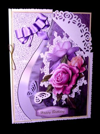 Lovely Lilac Roses on a Oval Lace Mat by Dianne Jackson