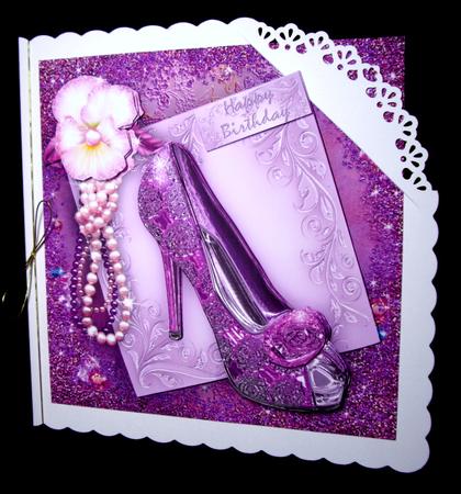 Amethyst Slipper Decoupage Card by Dianne Jackson