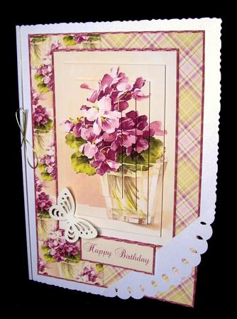 Beautiful Vintage Painted Violets A5 Quick Card by Dianne Jackson