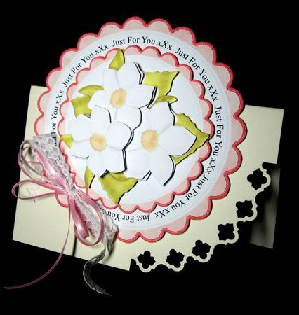 Just for You Xxx Floral Card Topper with Decoupage by Dianne Jackson