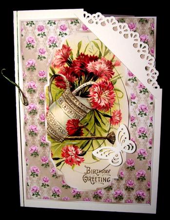 Vintage Floral Birthday Card Oval Pyramid by Dianne Jackson