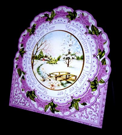 Lilac Snscene Christmas Happy N Year Picture Doily C & E Kit by Dianne Jackson