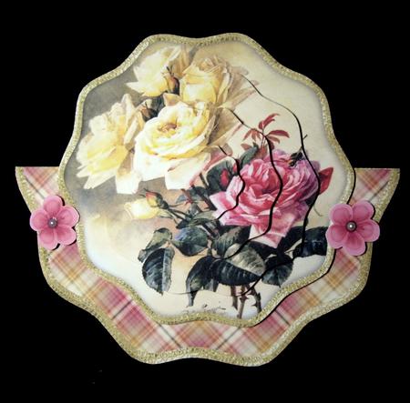 Vintage Painted Roses Shaped Over the Edge Mini Kit by Dianne Jackson