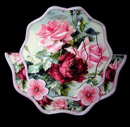 Vintage Painted Roses Shaped Over the Edge Mini Kit by Dianne Jackson