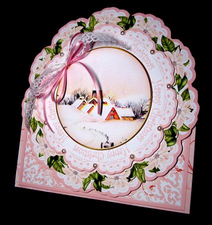 Pink Village Happy Christmas Picture Doily C & E Kit by Dianne Jackson
