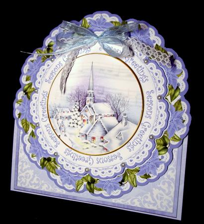 Blue Church Seasons Greetings Picture Doily C & E Kit by Dianne Jackson