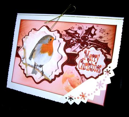 Merry Christmas Robin Ornate Mat Double Pyramid by Dianne Jackson