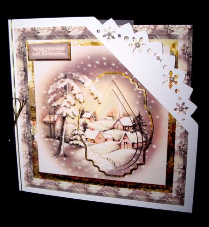Sleepy Snow Covered Village Card with Pyramid Layers by Dianne Jackson