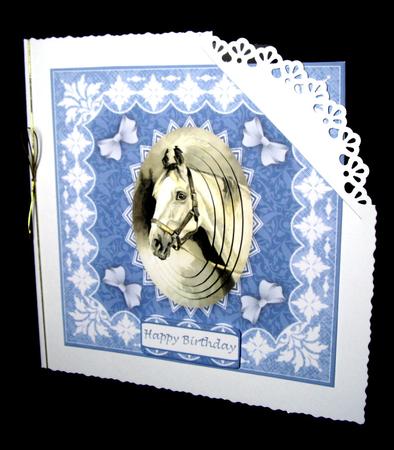 Horse Cameo 'n Lace Pyramid Square Card Front2 by Dianne Jackson