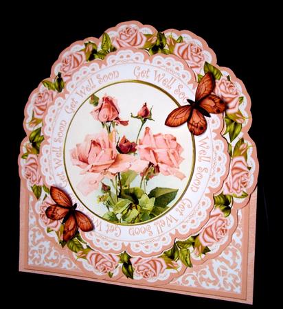 Pink Roses Get Well Soon 3D Picture Doily C & E Kit by Dianne Jackson