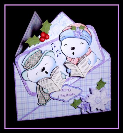 Merry Snowmen Christmas Envelope Peeper Card Mini Kit by Dianne Jackson