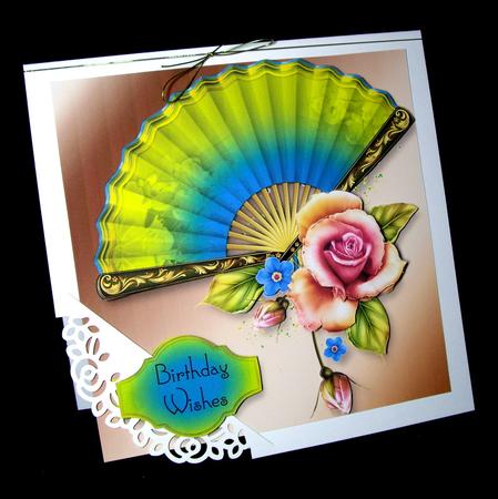 Fan with Beautiful Rose by Dianne Jackson