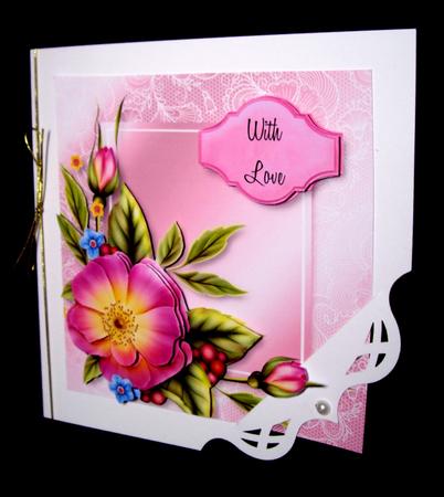Pink Wild Rose Lacey Square by Dianne Jackson
