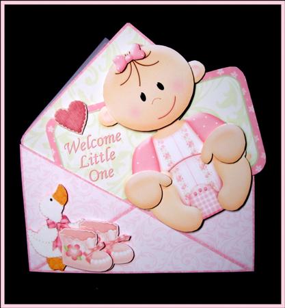 New Baby Girl Envelope Peeper Card 2 Sheet Mini Kit by Dianne Jackson