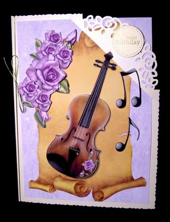 Violin with Lilac Rose's in Scroll by Dianne Jackson