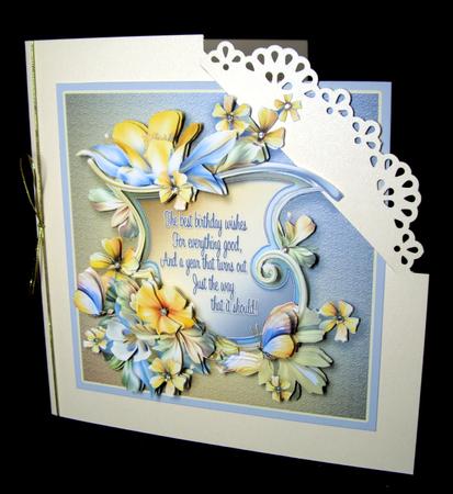Blue and Yellow Flowers 5in x 5in Decoupage Kit Birthday by Dianne Jackson