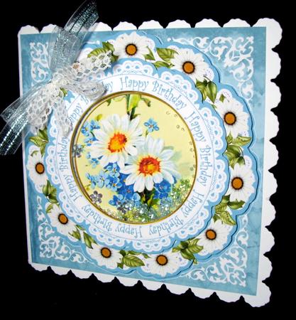 Blue Daisy Happy Birthday 8in Doily Shaker Cf Mini Kit by Dianne Jackson