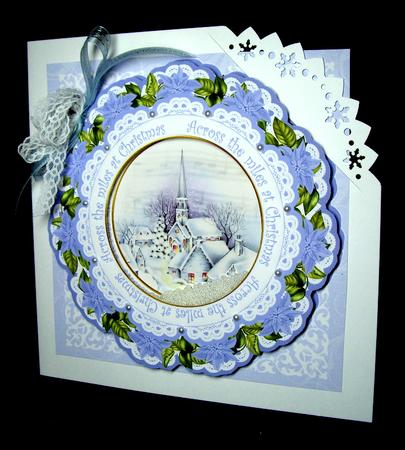Blue Church Across the Miles 8in Doily Shaker Cf Mini Kit by Dianne Jackson