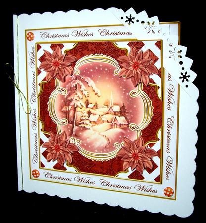 Snowy Village Happy Christmas Lattice Corner 8in Topper by Dianne Jackson