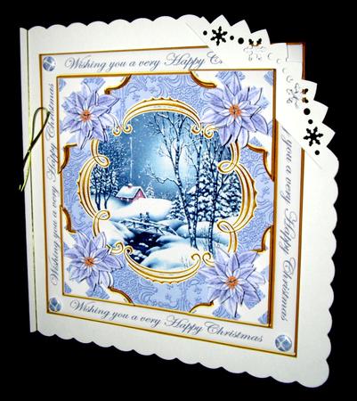 Blue Walk Happy Christmas Lattice Corner 8in Topper by Dianne Jackson