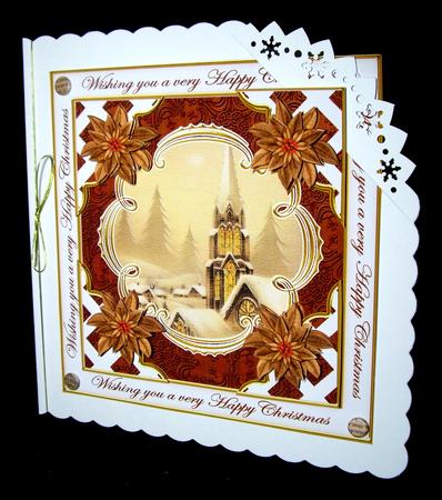 Snow Steeple Happy Christmas Lattice Corner 8in Topper by Dianne Jackson