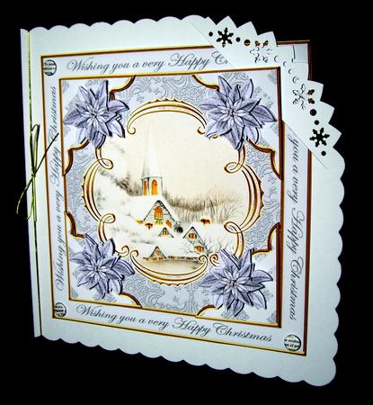Ice Church Sil Happy Christmas Lattice Corner 8in Topper by Dianne Jackson
