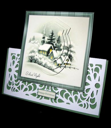 Vintage Christmas Hamlet Card with Shaped Pyramid Layers by Dianne Jackson