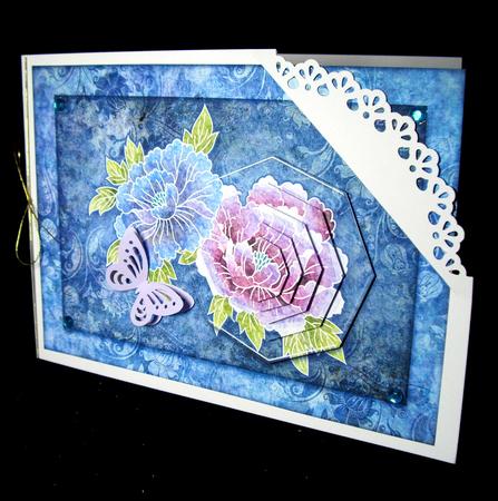 Japanese Floral Notecards 15, Peony, A5 Pyramid Card by Dianne Jackson