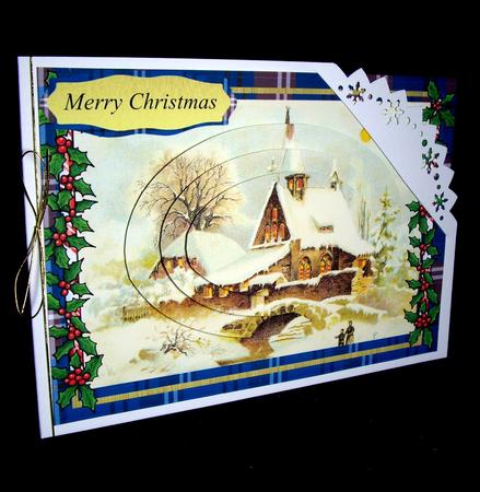 Lovely Christmas Scene on Blue Tartan , ( Pyramarge) by Dianne Jackson