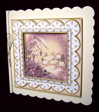 Snowy Village Anglaise 5in Card Front and Shaker Frame by Dianne Jackson
