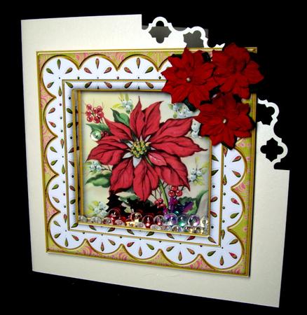 Red Poinsettia Anglaise 5in Card Front and Shaker Frame by Dianne Jackson