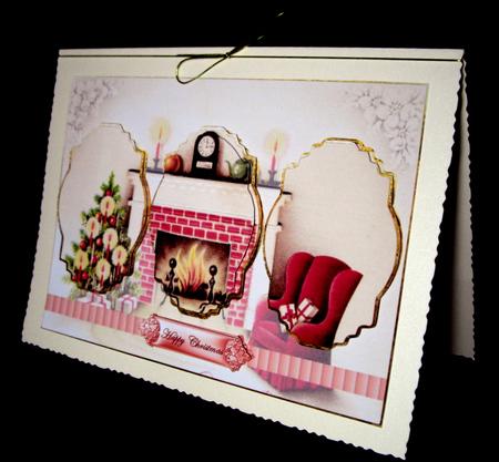 Christmas Room with Tree and Fire Panel Card by Dianne Jackson