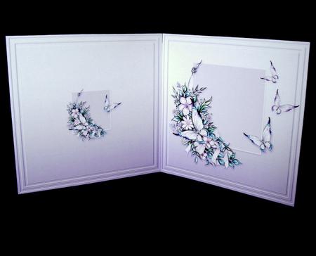 Lilac Flowers and Butterflies on a Fan 5in x 5in Insert by Dianne Jackson