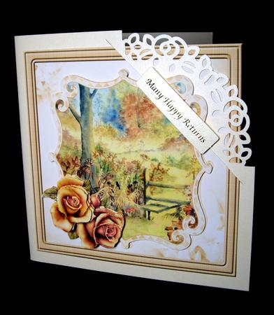 Autumn Rose Card with a Topper and Decoupage by Dianne Jackson