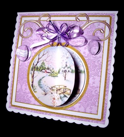 Lilac Snowscene 3D Bauble 8in Card Front Mini Kit by Dianne Jackson