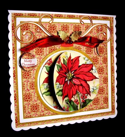 Red Poinsettia 3D Bauble 8in Card Front Mini Kit by Dianne Jackson