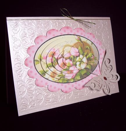 Pretty Pink Flowers in a Basket Oval Pyramids by Dianne Jackson