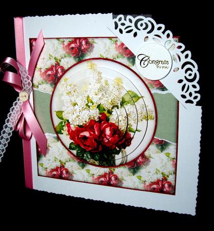 Beautiful 6x6 Torn Strip Vintage Red Roses Quick Card by Dianne Jackson