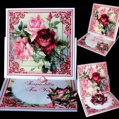 Vintage Pretty Pink & Red Roses Teabag Tiles by Dianne Jackson