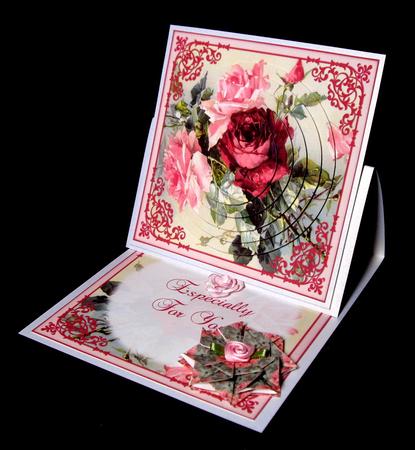Vintage Pretty Pink & Red Roses Circle Pyramid Decoupage by Dianne Jackson
