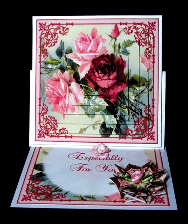 Vintage Pretty Pink & Red Roses Pyramid Decoupage by Dianne Jackson