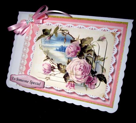 Beautiful Pink Rose and Vintage Scene, Pyramarge by Dianne Jackson