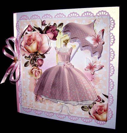 The Pink Polka Dot Dress Card Front Kit by Dianne Jackson