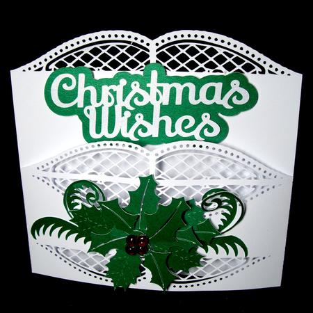 Christmas Wishes Holly Wreath Card by Dianne Jackson
