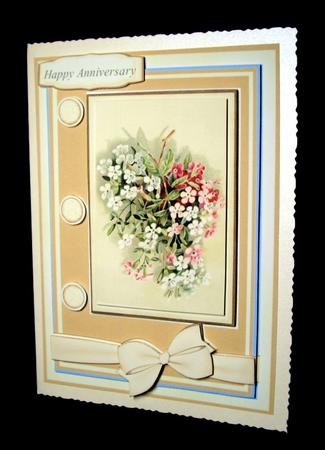 Beautiful Flowers on a Cream and Blue Background by Dianne Jackson