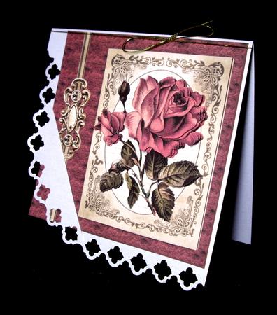 Anniversary Vintage Rose Card with a Topper by Dianne Jackson
